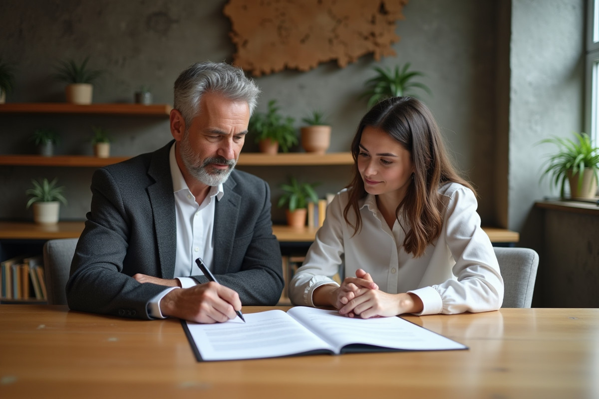 Deux collègues discutant d