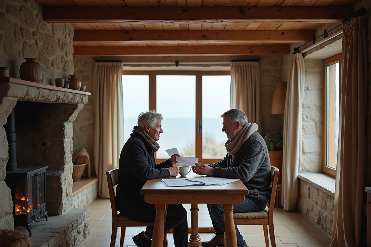 Couple installé à l'année dans un cottage normand rénové avec vue sur la mer en hiver
