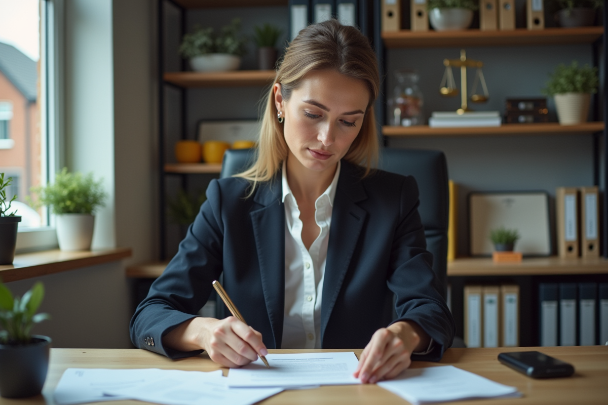 Femme professionnelle travaillant à son bureau à domicile