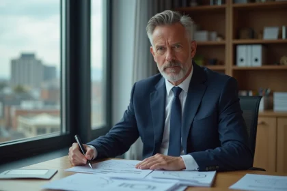 Homme d affaires en costume dans un bureau moderne