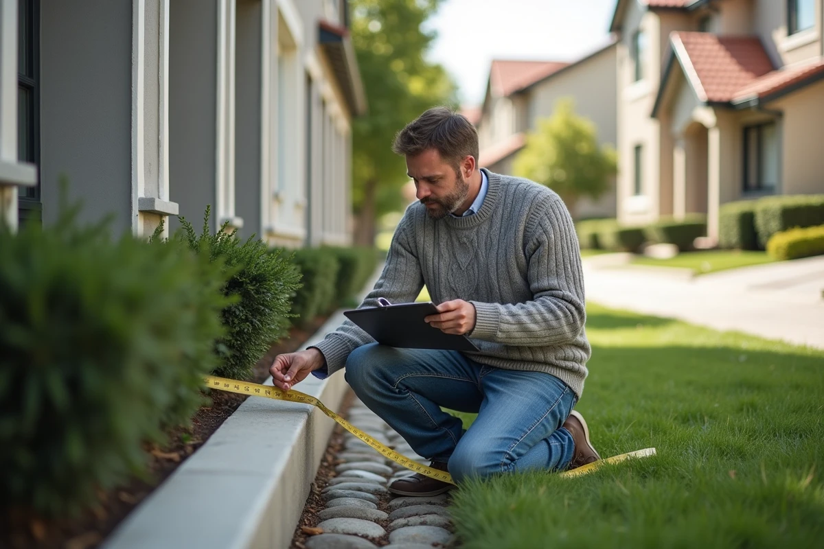 Homme mesurant la fondation d