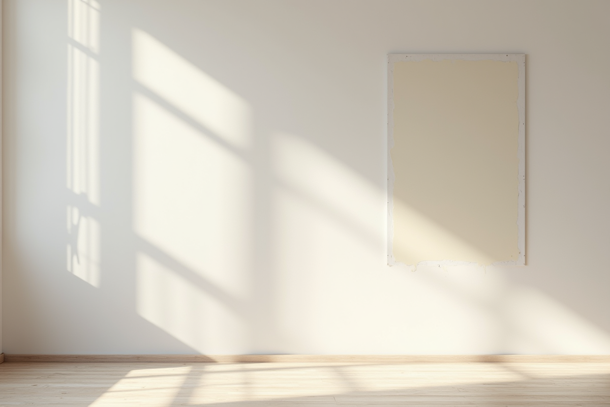 Salle moderne avec mur en placo reparé et finition lisse